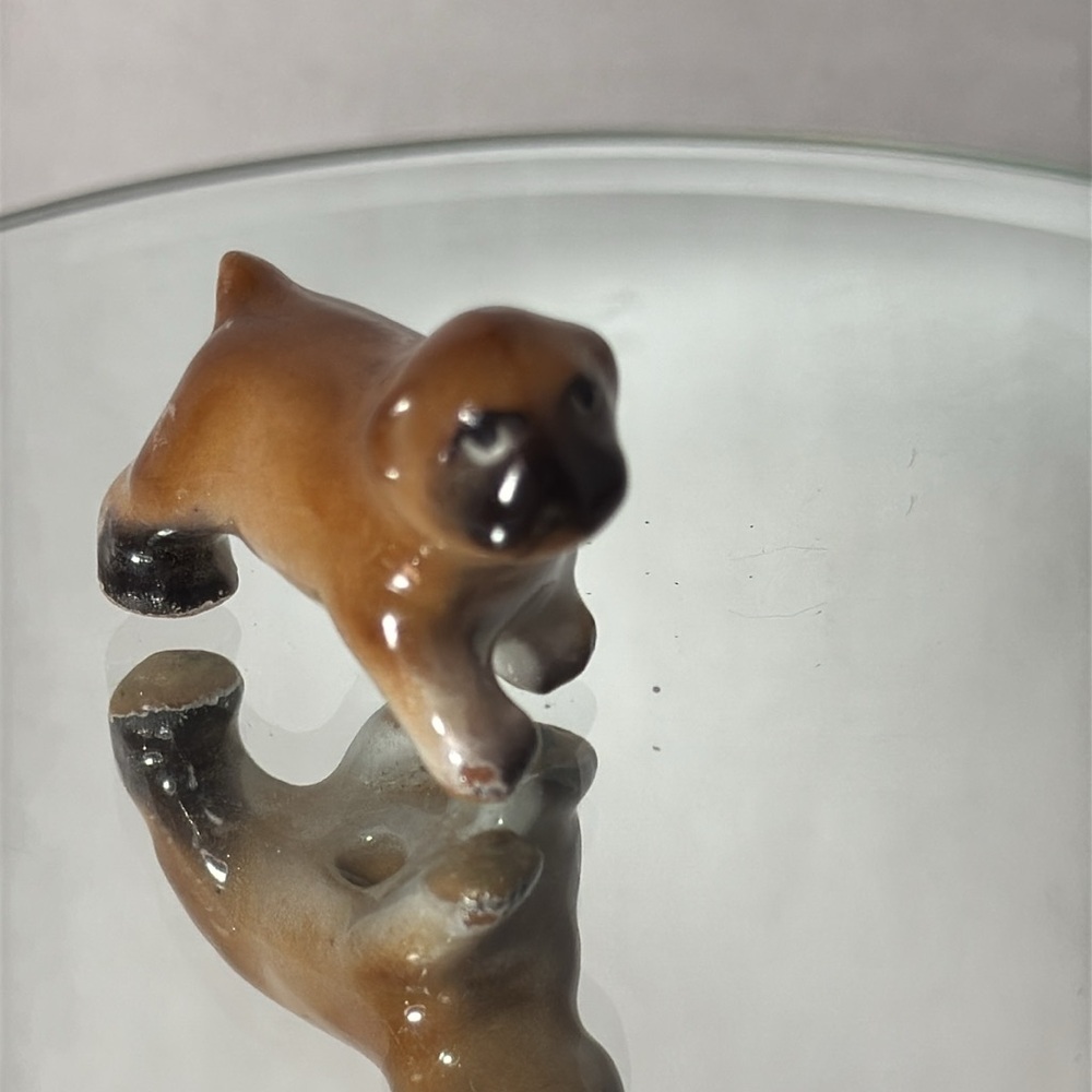 Boxer puppy dog miniature figurine, most likely Japan from the 1950s to 80s